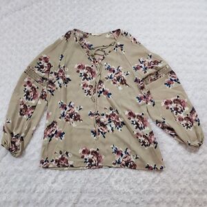 Peach Love medium sheer floral blouse